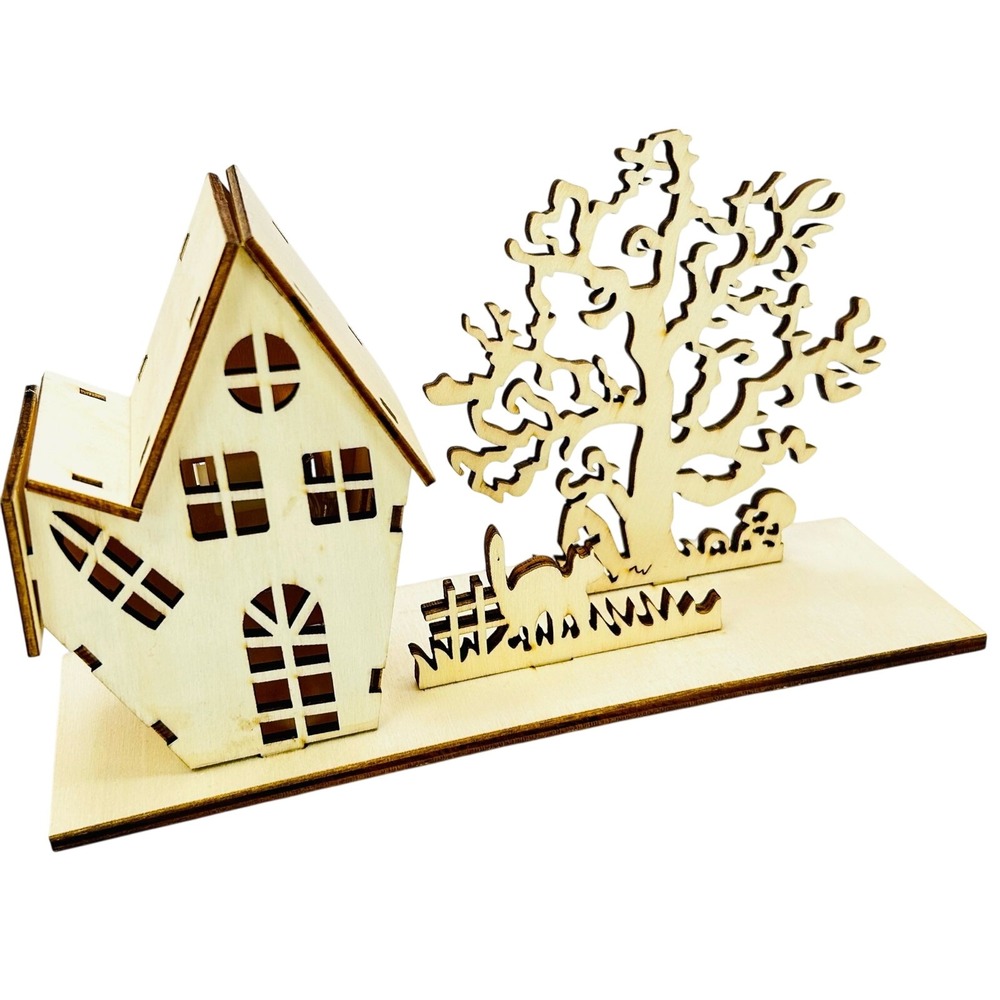 Makers Halloween Craft Led Wood Haunted House Table Decor‎
